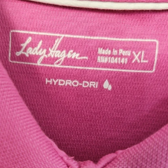 Lady Hogan Pink Polo Shirt Hydro Dri Sz XL active Wear Made In Peru - Picture 2 of 8